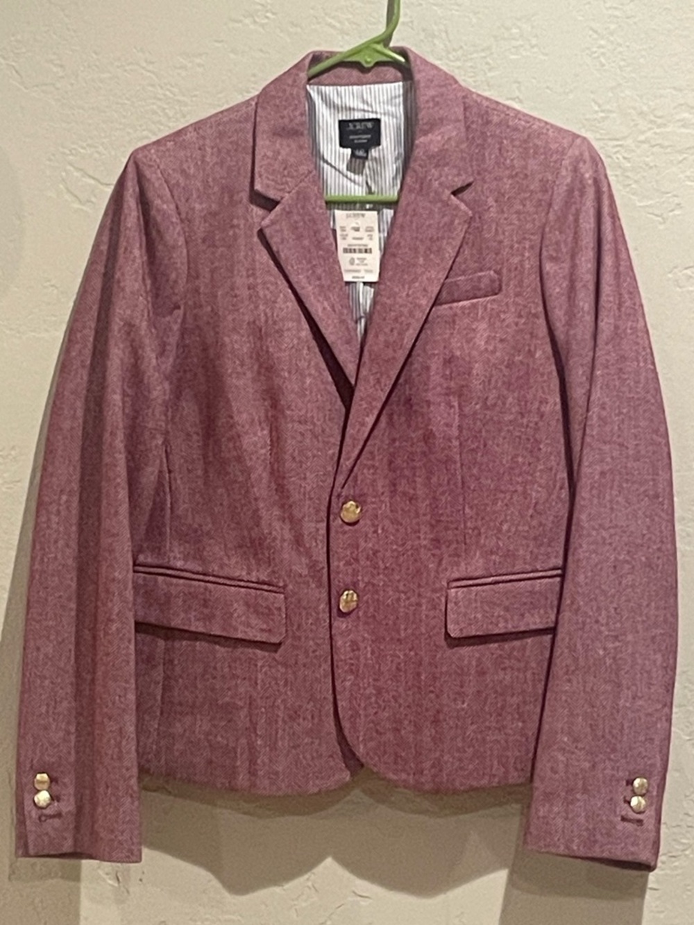 J.Crew Factory Classic Schoolboy Blazer Burgndy Tweed. NWT size 10.